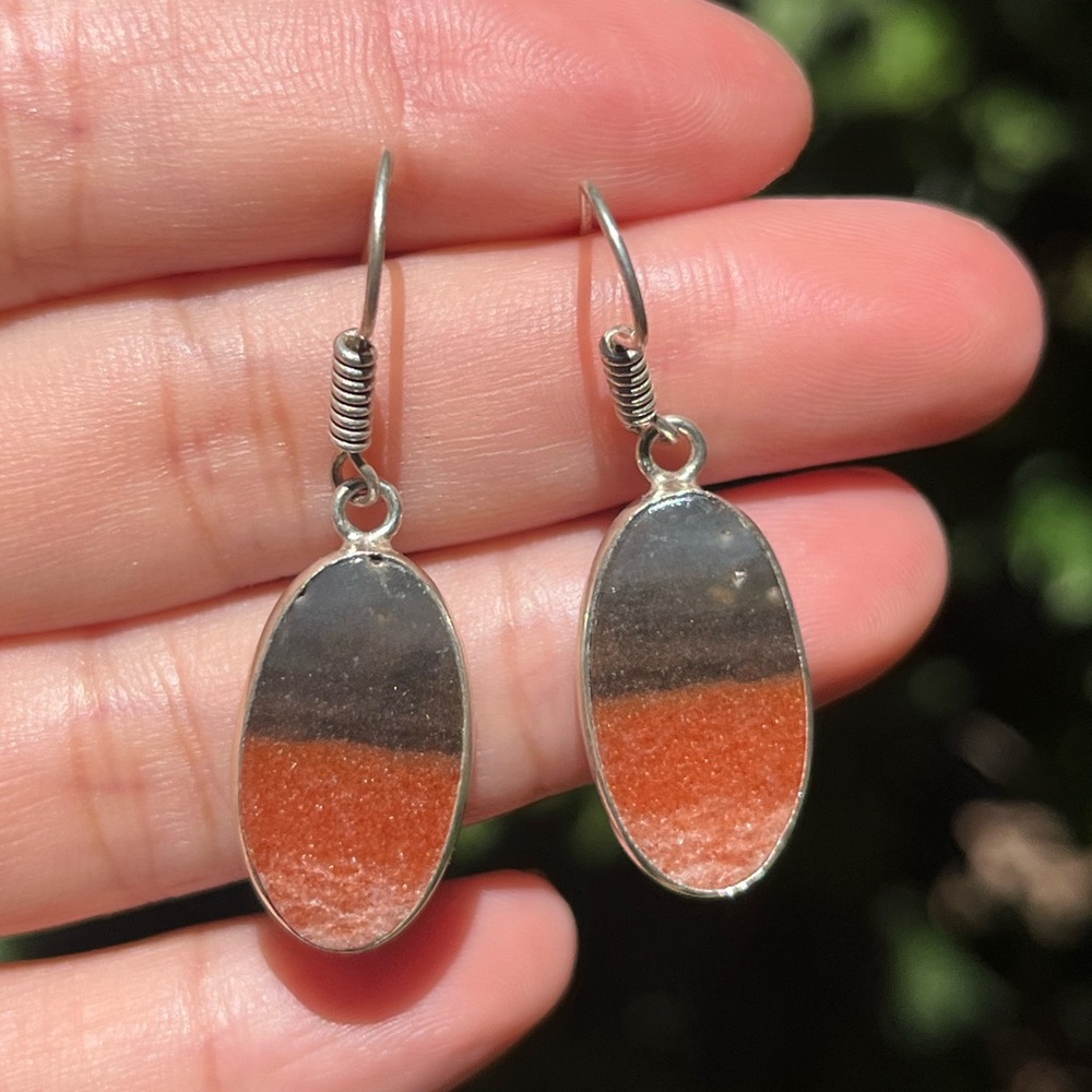 Silver plated rhodonite drop earrings